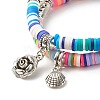Handmade Polymer Clay Heishi Beads Stretch Bracelets Set BJEW-JB07427-4
