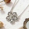 Vintage Alloy 5-Petal Flower Pendant 2-Strand Cable Chain Necklaces for Women WGE0472-01-4