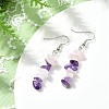 Natural Rose Quartz & Amethyst Chip Dangle Earrings Set EJEW-JE06246-01-1