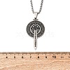 304 Stainless Steel Runes Shield Longsword Pendant Box Chain Necklaces for Women NJEW-S440-07AS-3