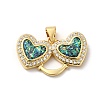 Rack Plating Brass Micro Pave Cubic Zirconia with Synthetic Opal Pendants KK-D088-36G-2