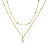 2Pcs Brass Clear Cubic Zirconia Double Layer Pendant Necklaces WGAA16F-07-2