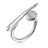 Rhodium Plated 925 Sterling Silver Nail Wrap Open Cuff Ring for Women JR912A-1