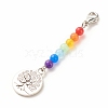 Chakra Theme Natural & Dyed Malaysia Jade Beaded Pendant Decorations HJEW-JM00641-03-3