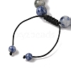 10mm Round Natural Blue Spot Jasper Braided Bead Bracelets BJEW-C067-01C-15-4