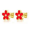 Stainless Steel Enamel Flower Stud Earrings XB5418-3-1