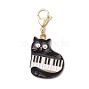 5Pcs 5 Styles Cat and Music Alloy Enamel Pendant Decorations HJEW-JM02694-4