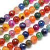 Dyed Natural Agate Faceted Round Beads Strands X-G-E268-34-1