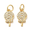 Rack Plating Brass Micro Pave Clear Cubic Zirconia Pendants KK-K349-14G-1