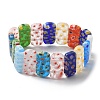 Handmade Millefiori Lampwork Beaded Stretch Bracelets for Men Women BJEW-G738-01C-14-4