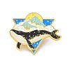 Whale with Mountains Enamel Pin JEWB-C008-41G-1