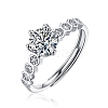 Rhodium Plated 925 Sterling Silver Micro Pave Cubic Zirconia Adjustable Rings AJEW-U007-15P-1