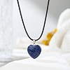 Natural Lapis Lazuli Heart Pendant Black Cord Necklaces NI9317-19-1
