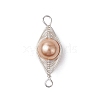 Copper Wire Wrapped Shell Pearl Connector Charms PALLOY-JF03114-01-3