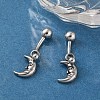 Crescent Moon Face 316 Surgical Stainless Steel Dangle Belly Button Rings EJEW-G416-14AS-3