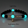 Luminous Natural Lava Rock Beaded Stretch Bracelets PW-WGCBEEB-06-1