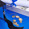 2Pcs 2 Styles Brass & Alloy Heart Wing Graduation Tassel Memorial Photo Charms HJEW-PH02195-02-4