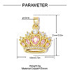 Brass Pave Pink Cubic Zirconia Pendants CU-OY001-02G-2