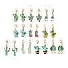 20Pcs 10 Styles Cactus Alloy Enamel Pendant Decorations HJEW-JM02724-1