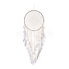 Handmade Round Cotton Woven Net/Web with Feather Wall Hanging Decoration HJEW-G015-02B-1