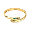 Brass Micro Pave Clear Cubic Zirconia Eye Enamel Bangles for Women BJEW-M312-14G-2