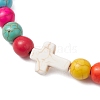 Synthetic Turquoise Beads Stretch Bracelets for Women Men BJEW-JB11466-4