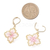 Handmade Glass Seed Beads Flower Leverback Earrings EJEW-MZ00578-03-4