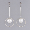 Glass Pearl Dangle Stud Earrings EJEW-JE03964-01-1