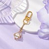 Brass Macrame Chain Pouch Round Shell Pearl Holder Pendant Decorations HJEW-JM02048-01-2