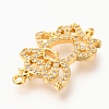 Brass Micro Pave Clear Cubic Zirconia Open Back Bezel Links Connectors ZIRC-J024-13G-3