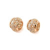 Hollowed Brass Micro Pave Clear Cubic Zirconia European Beads KK-B100-006G-1