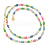 Brass Enamel Column Link Chain Necklaces NJEW-H039-10B-02G-2