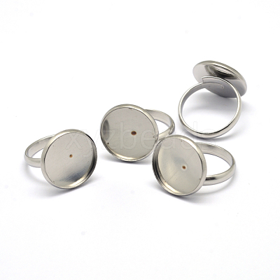 Tarnish Resistant Adjustable 304 Stainless Steel Finger Rings Components X-STAS-L193-P-14mm-1