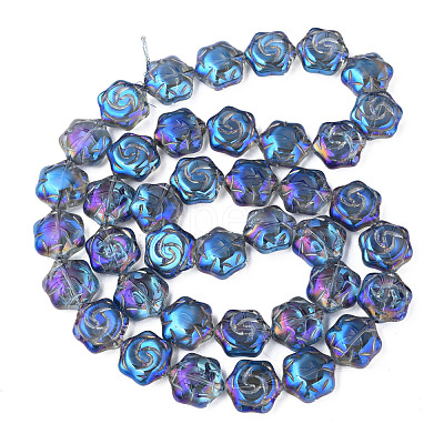 Electroplate Transparent Glass Beads Strands EGLA-N008-018-1