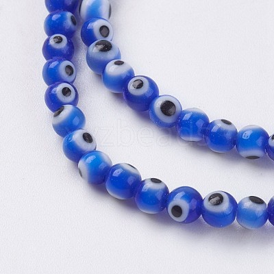 Handmade Evil Eye Lampwork Beads Strands LAMP-J089-B02-1