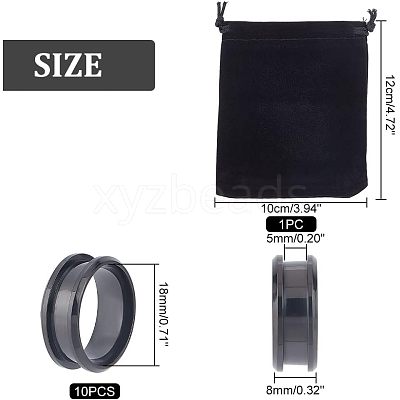 10Pcs Stainless Steel Grooved Finger Ring Settings STAS-UN0039-22D-1