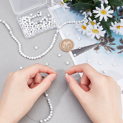 2 Strands Frosted Synthetic Howlite Round Bead Strands G-PH0019-33-1