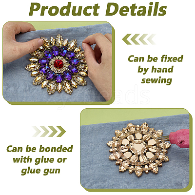 2Pcs Alloy Glass Rhinestone Cabochons FIND-FG0004-83G-1