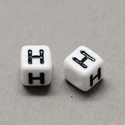 Large Hole Acrylic Letter European Beads SACR-Q103-7mm-01H-1