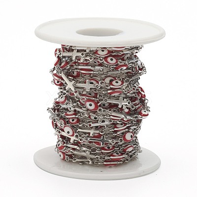 304 Stainless Steel Enamel Link Chains STAS-H145-12P-1