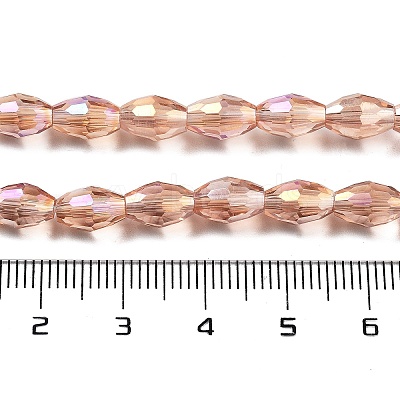 Transparent Electroplate Glass Beads Strands EGLA-A037-T6x8mm-B06-1