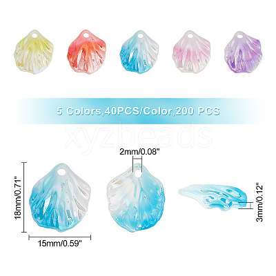 200Pcs 5 Colors Plastic Beads KY-GA0001-12-1