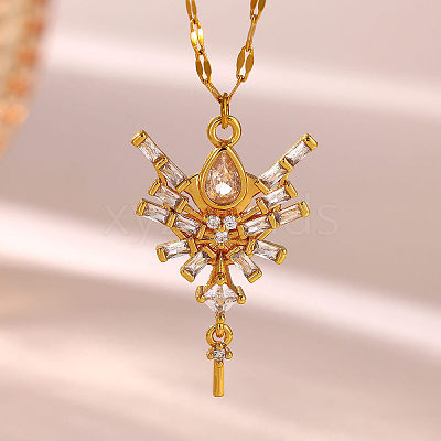 304 Stainless Steel Crystal Rhinestone Pendant Necklaces WG0BD1F-02-1