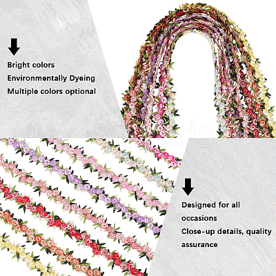 15 Yards Flower Polyester Embroidery Lace Ribbon OCOR-WH0070-77F-1