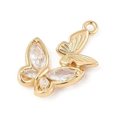 Brass Micro Pave Clear Cubic Zirconia Pendants KK-R219-33G-1