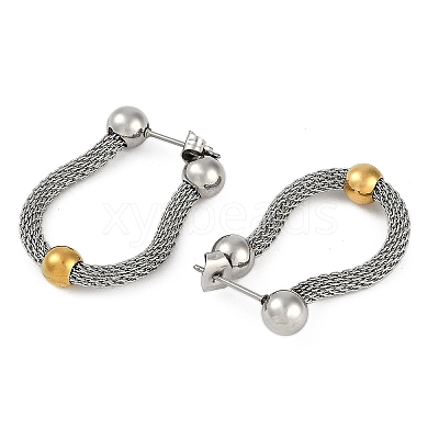 304 Stainless Steel Chain Charm Hoop Earrings for Women EJEW-M023-03P-1