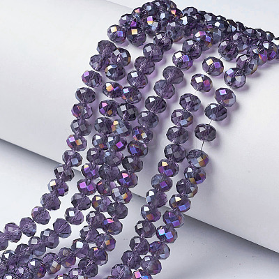 Electroplate Transparent Glass Beads Strands EGLA-A034-T2mm-F09-1