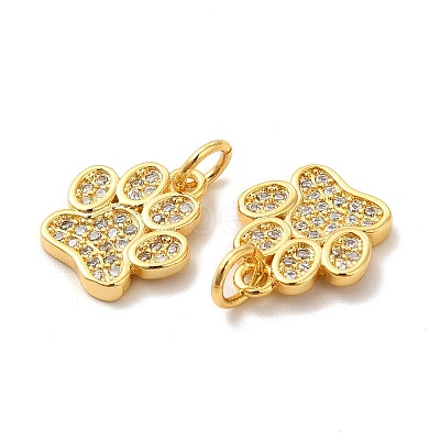 Rack Plating Brass Micro Pave Cubic Zirconia Charms X-KK-F851-07G-1