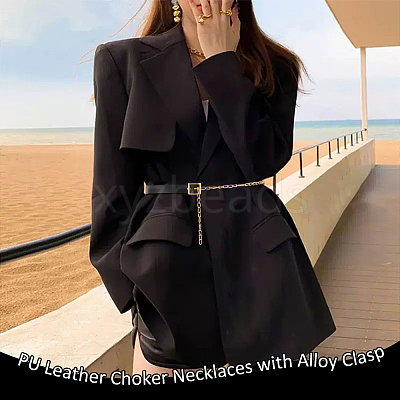 PU Leather Choker Necklaces with Alloy Clasp LS-AJEW-WH0348-131A-1