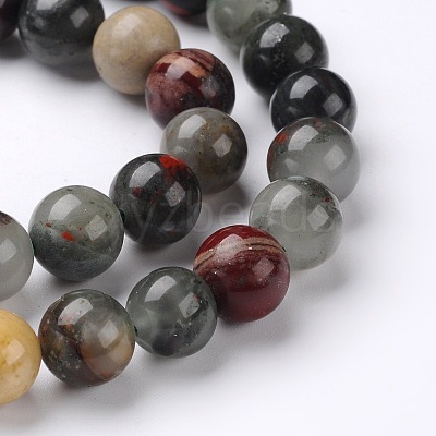Natural African Bloodstone Beads Strands G-L383-06-4mm-1